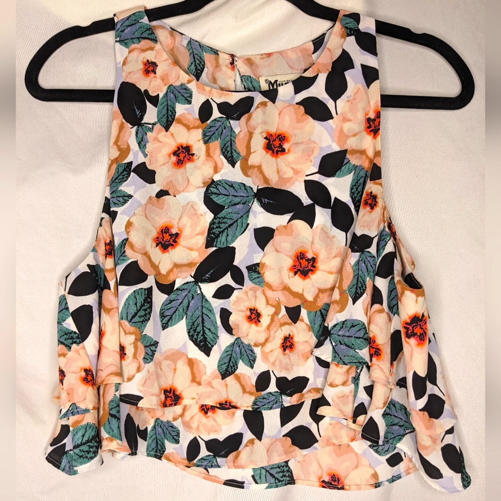 Show Me Your MuMu Floral Swing Crop Blouse, Large